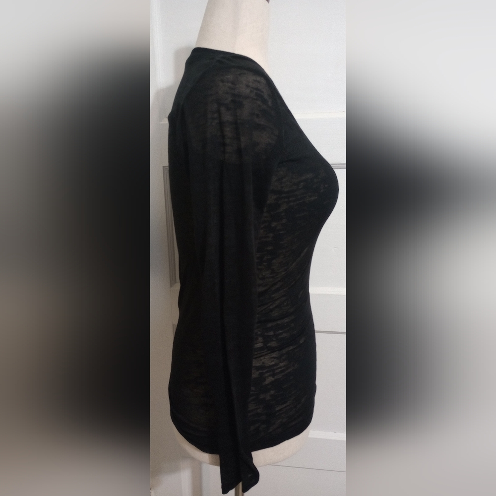 Bozzolo Black Sheer Long Sleeve Top - Picture 2 of 7